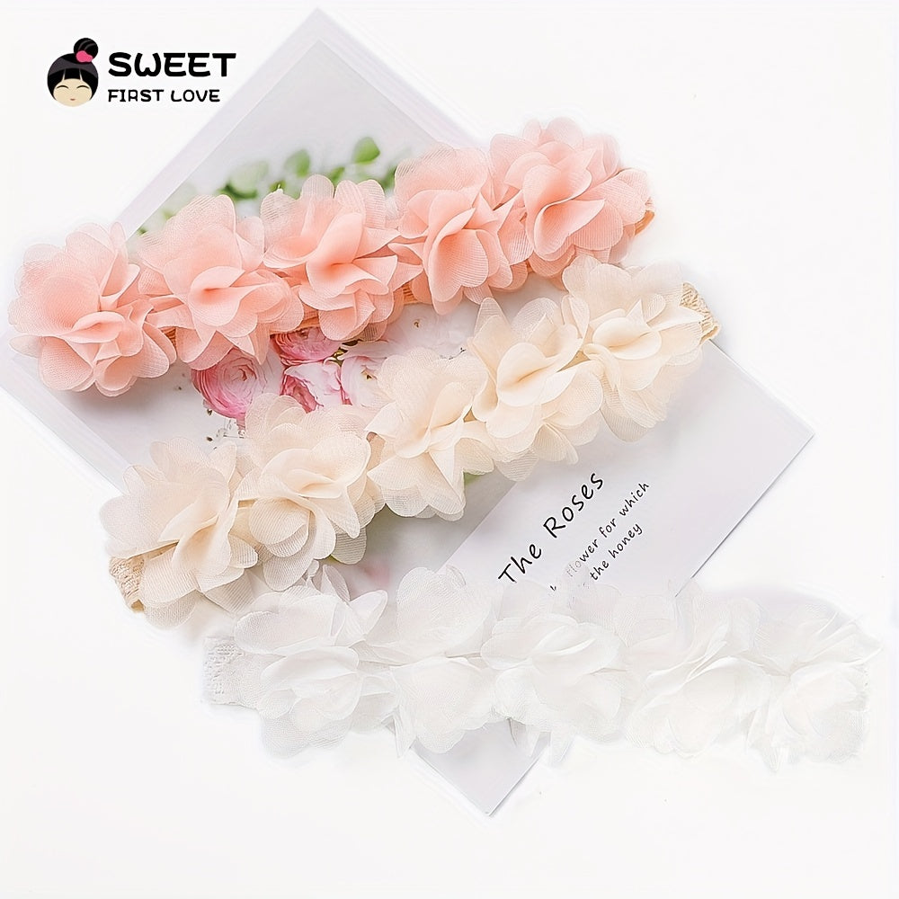 Soft Chiffon Flower Elastic Headband for Baby Girls