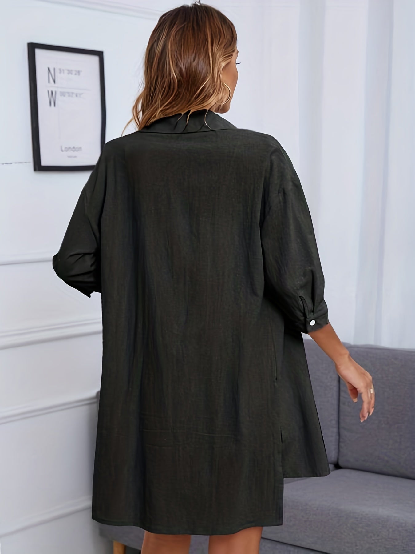 Casual 2pc Set Button Front Collared Shirt & Drawstring Elastic Waist Shorts