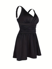  Ruched Surplice Neck One Piece Swimsuit