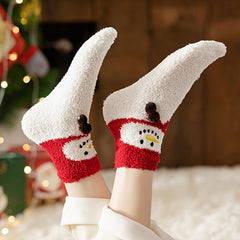 Christmas Print Socks Comfy & Fuzzy Mid Tube Socks Women's Stockings