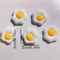 10pcs Poached Egg Resin Charms Hairpin Hair Ring Mobile Phone Decoration