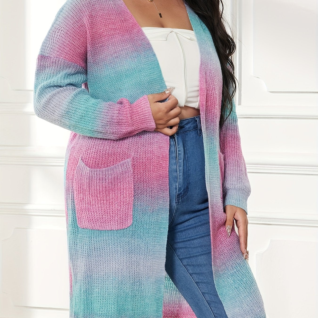  Rainbow Long Sleeve Open Front Cardigan