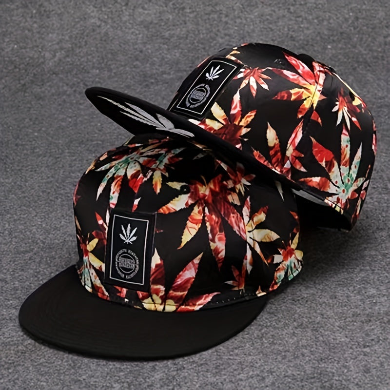 Leaf Print Hip Hop Snapback Hat Unisex Baseball Cap Lightweight