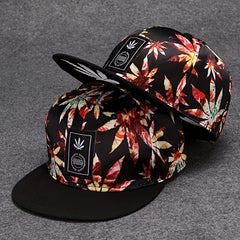 Leaf Print Hip Hop Snapback Hat Unisex Baseball Cap Lightweight