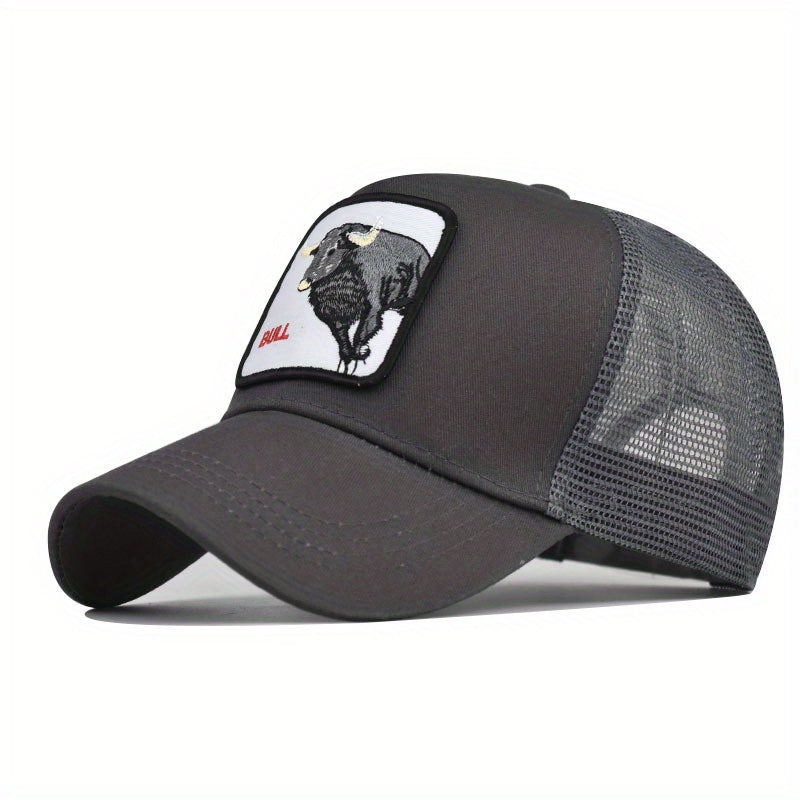 Bull Cash Cartoon Baseball Cap Animal Embroidery Patch Trucker Hat