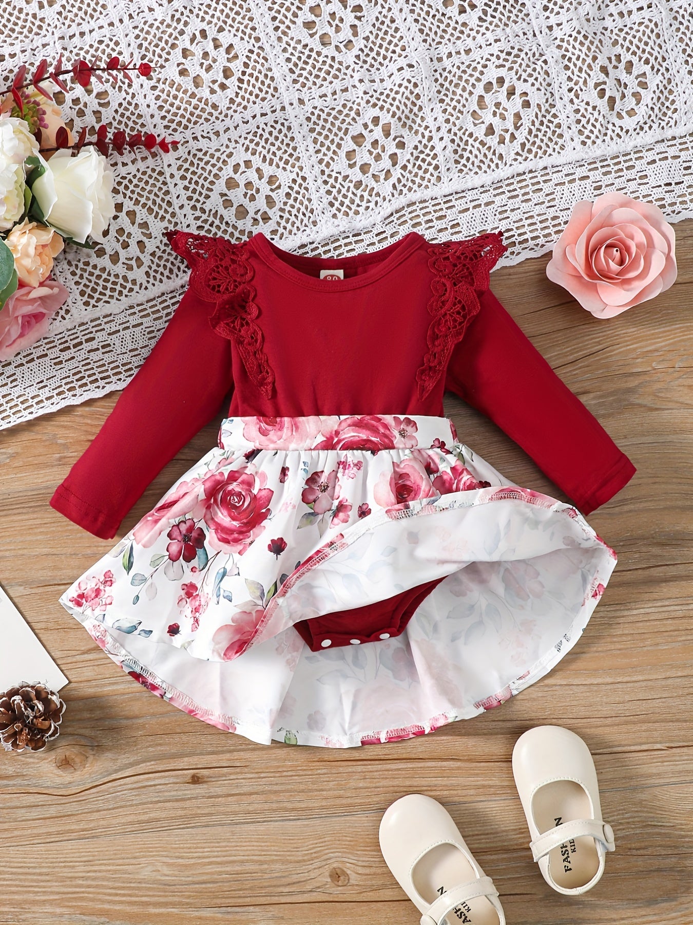 Infant Baby Girls Floral Print Dress Romper