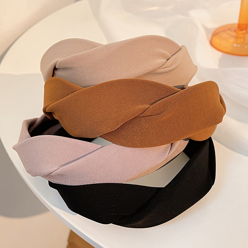 Sweet Female Hair Accessories Cloth Headband Twist Hair Hoop Solid