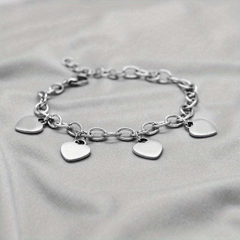 Personalized Heart Nameplate Bracelet Stainless Steel