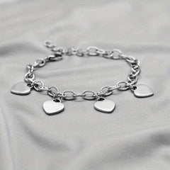 Personalized Heart Nameplate Bracelet Stainless Steel