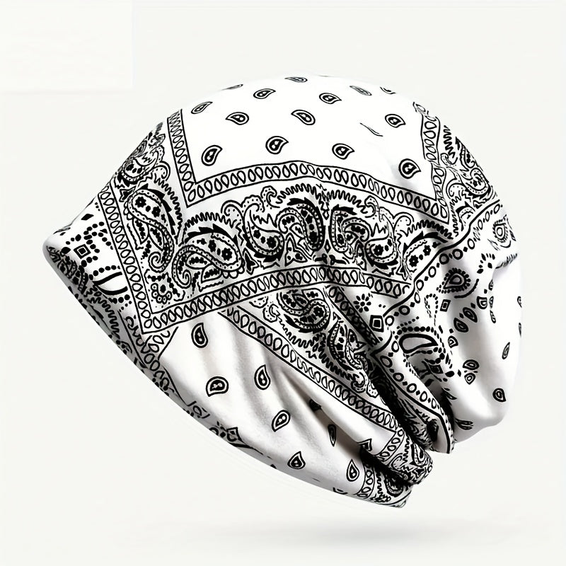 Paisley Print Lightweight Beanie Elastic Skull Hat Women Turban Cap