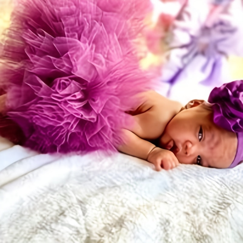 Plum Blossom Tutu Skirt and Headband Set - Purple Tutu Set for Baby Girl