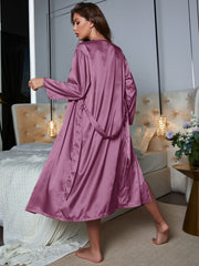 Women's V-Neck Chemise & Robe Set - Loungewear & Sleepwear