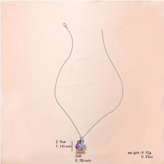 Butterfly Necklace Peach Heart Crystal Chain Clavicle