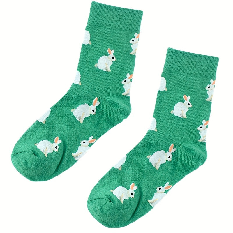 4 Pairs Cartoon Animal Print Socks Women's Stockings