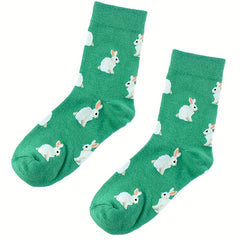 4 Pairs Cartoon Animal Print Socks Women's Stockings