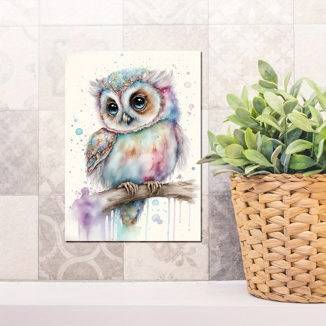 Modern Watercolor Art Baby Owl Wall Sticker Kids Room Decor