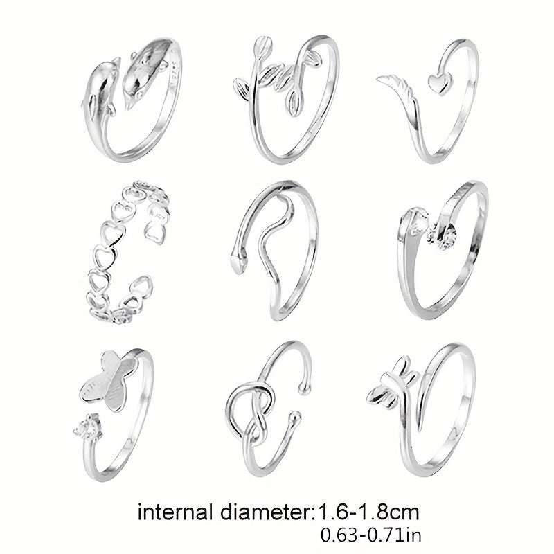 9 Pcs Adjustable Foot Ring Set for Women Girls