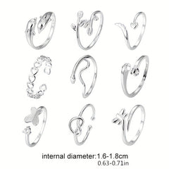 9 Pcs Adjustable Foot Ring Set for Women Girls