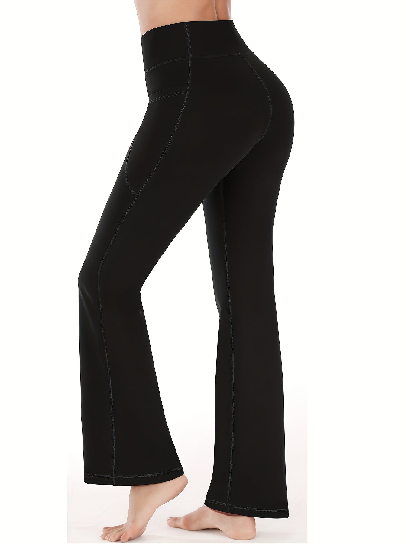 3pk Women's Flare Leggings w/ Pockets High Waist Tummy Control Yoga Pants