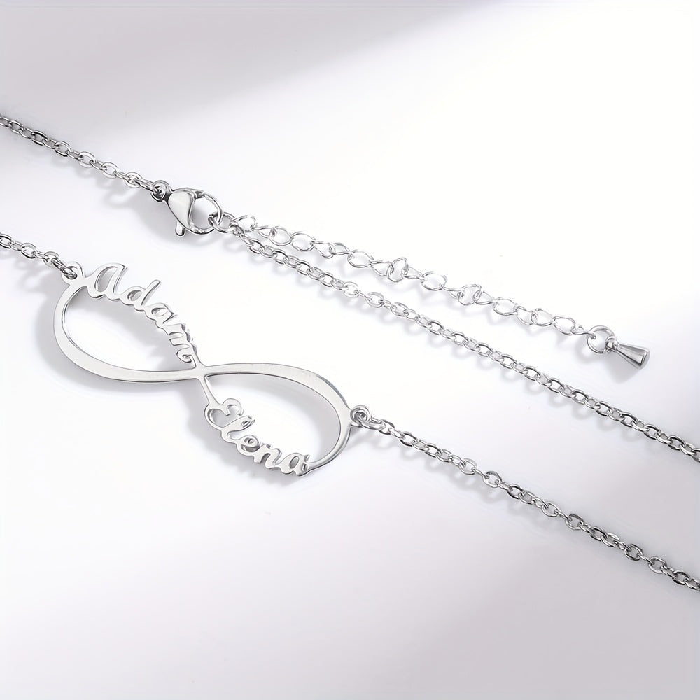 Custom Infinite Love Necklace with 2 Names & Sign, 5 Fonts