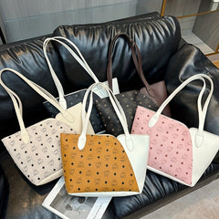 Vintage Printed Tote Bag Zipper Shoulder Bag Sweet Girl's
