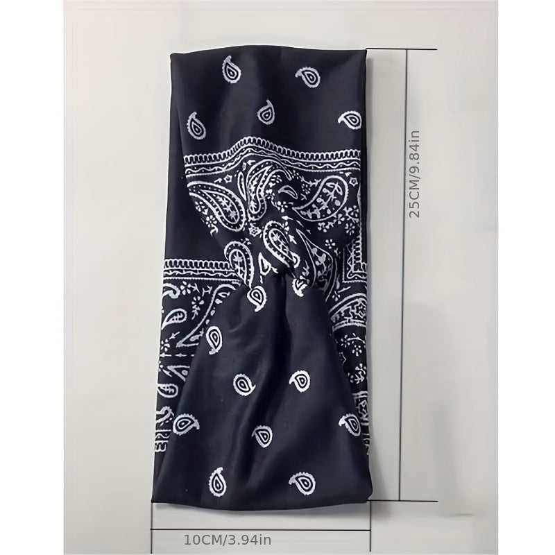 6pcs Boho Print Wide Headband Yoga Running Sweatband