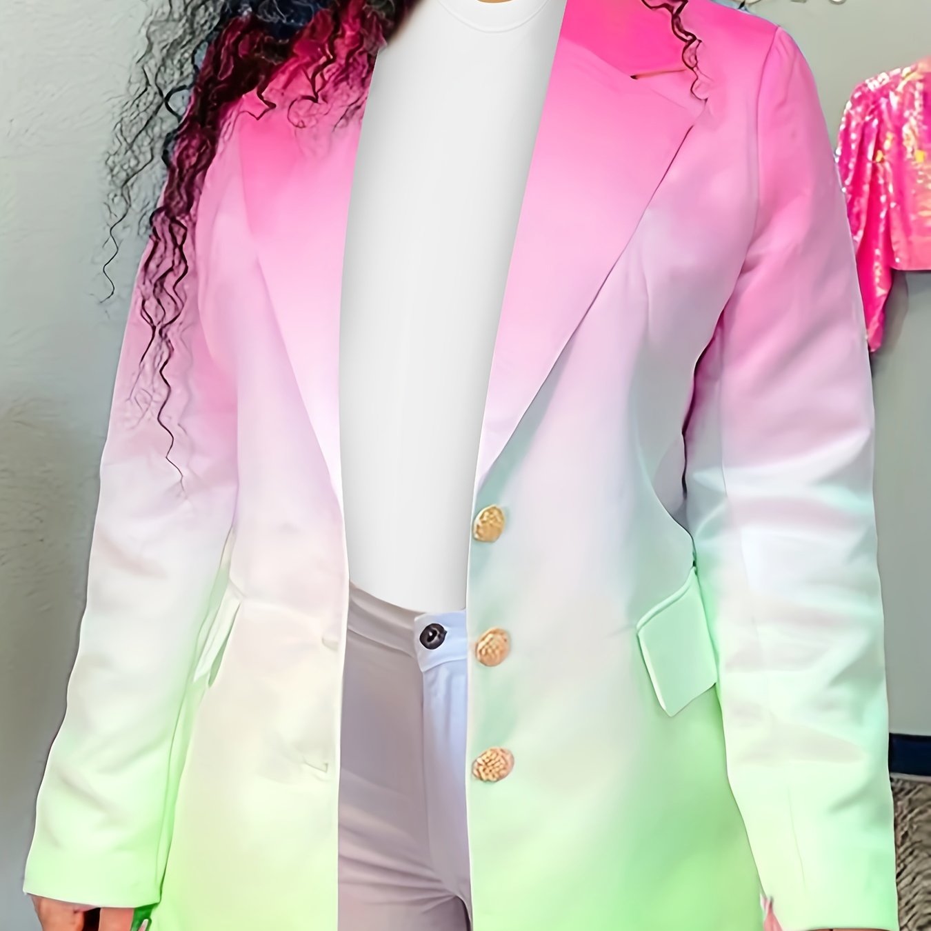  Ombre Print Button Up Blazer