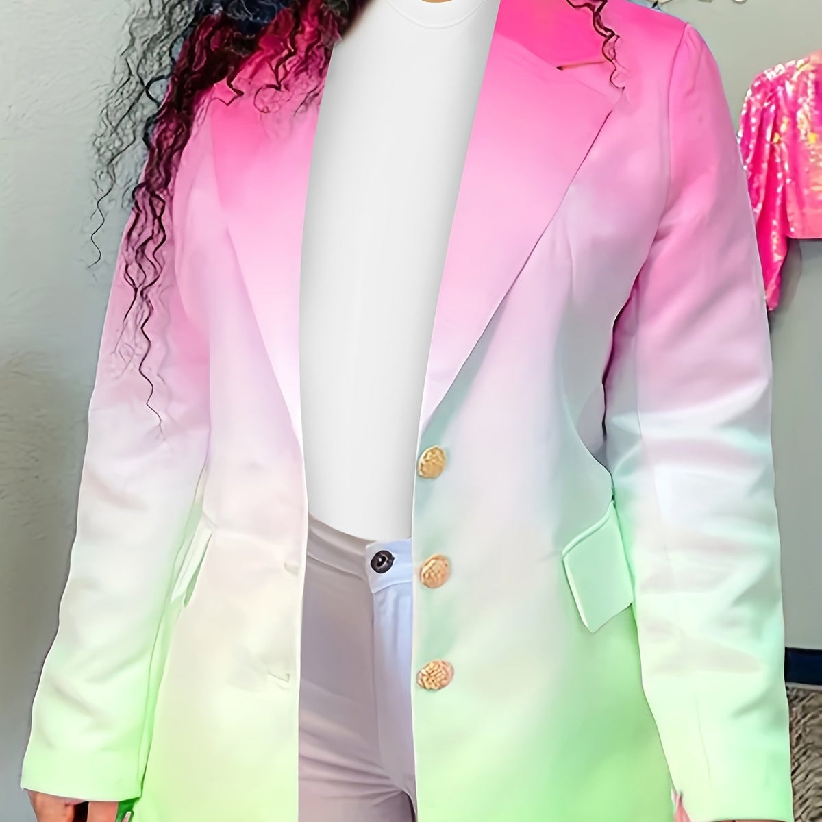  Ombre Print Button Up Blazer