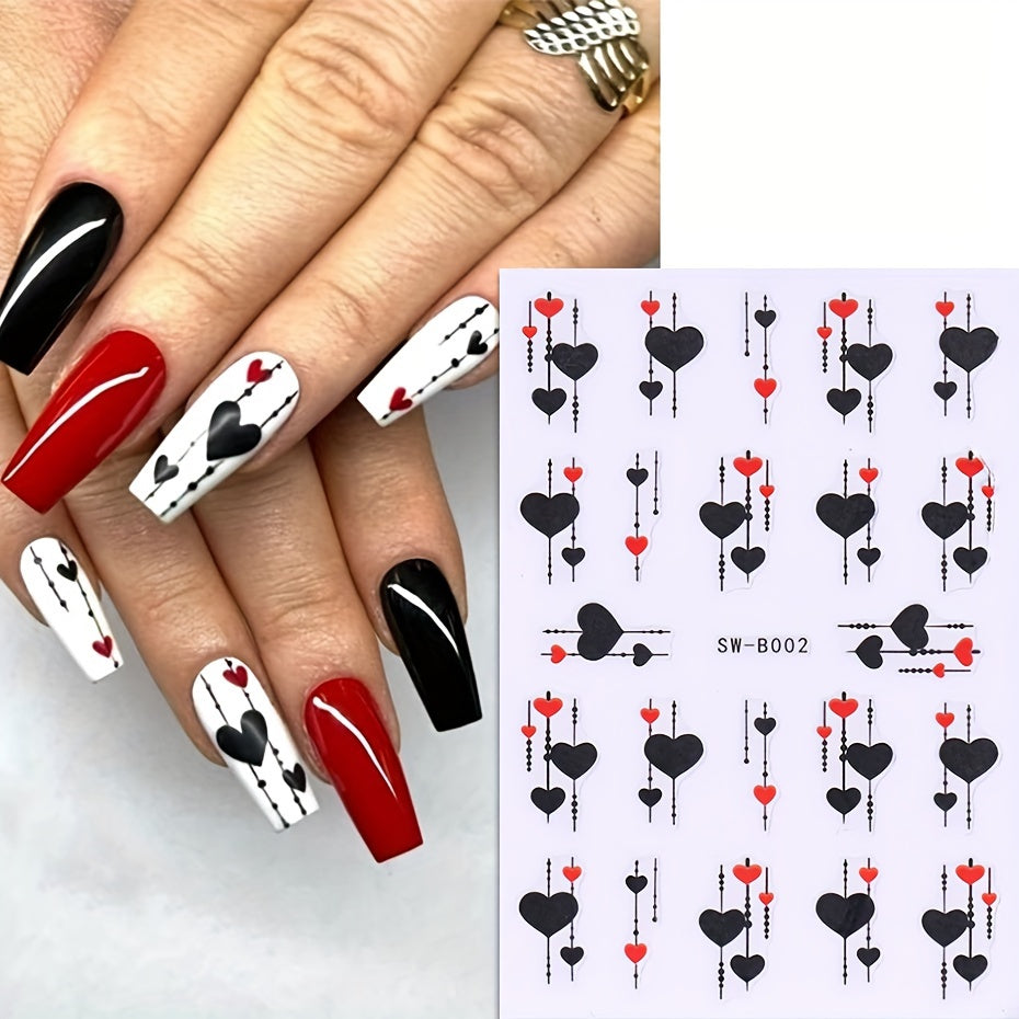 Valentine Nail Art Stickers With Heart Self Adhesive Nail Decals