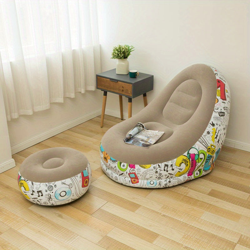 Colorful Cartoon Inflatable Sofa - Comfortable Recliner for Home