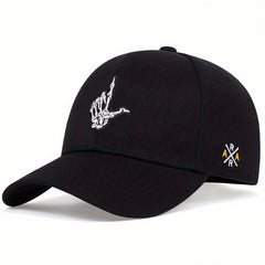 Skeleton Gesture Embroidery Baseball Cap Adjustable Sunscreen Dad Hat