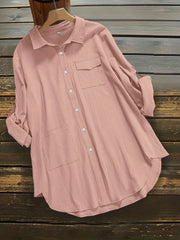  Casual Blouse Women's Plus Roll Up Sleeve Button Up Blouse