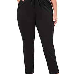  Casual Pants Women's Plus Solid Drawstring High Rise High Stretch Knot