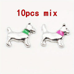 Pet Photo Frame Glass Charm I Love Dogs Dog Paw Bone Floating Animal 10 Pack