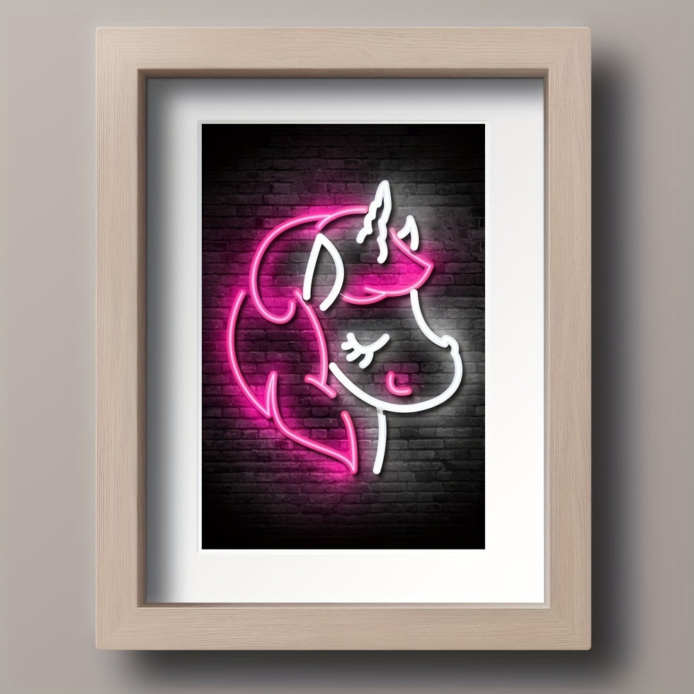 Children Unicorn and Angel Neon Posters - Modern Art Home Decor - A5 A4 A3