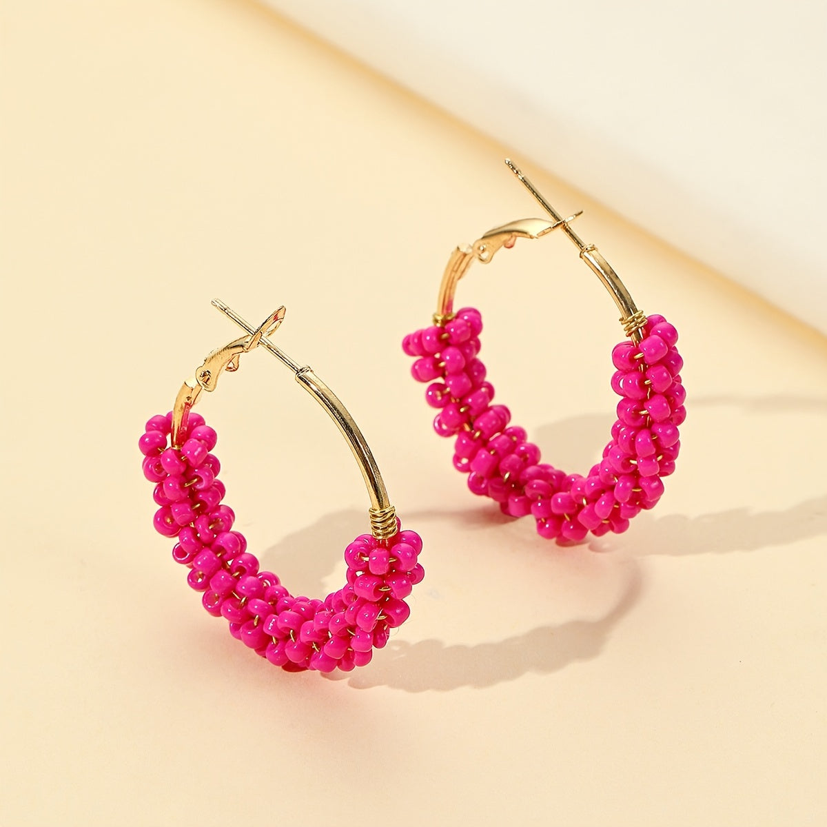 Ethnic Style Red Hoop Earrings Jewelry Gift