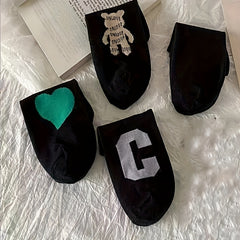5 Pairs Heart & Bear Print Low Cut Ankle Socks Women's Stockings
