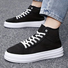 High Top Lace Up Canvas Shoes Non Slip Casual Flats