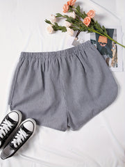  Stripe Print Elastic High Rise Stretch Shorts