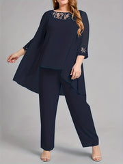  Women's 3-Piece Lace Panel Tank Top & Cardigan & Pants Set