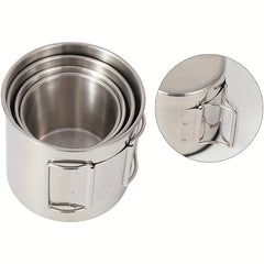 4pcs Stainless Steel Camping Mugs With Foldable Handle