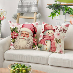 Christmas Pillowcase 18in X 18in Santa Claus Snowman Christmas Tree