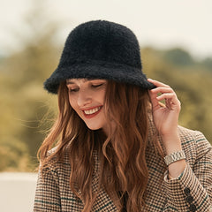 Winter Furry Bucket Hat for Women Girls