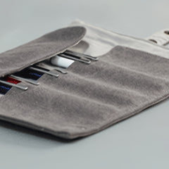 Snap Button Pen Curtain Roll Pen Bag Canvas Folding Stationery Bag