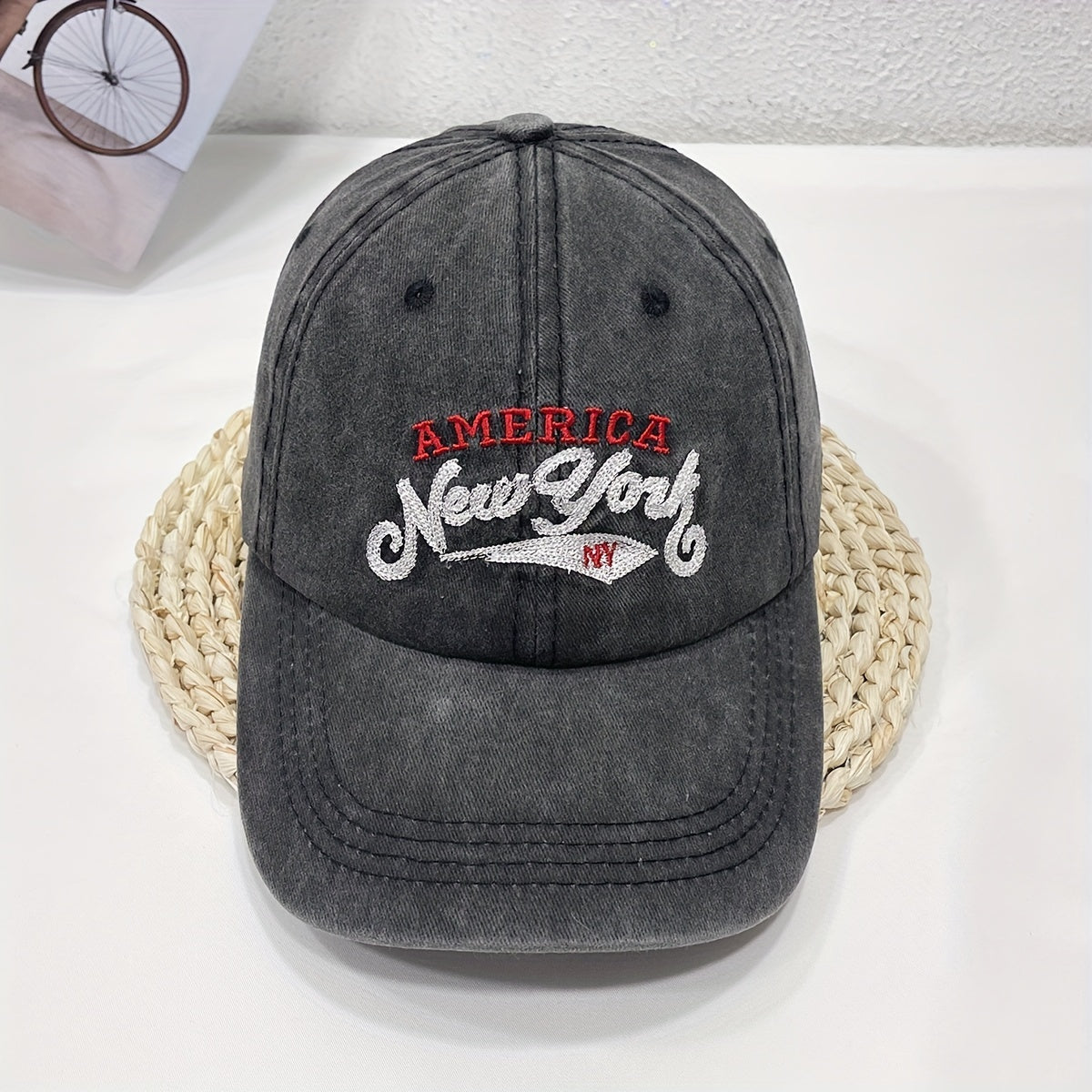 YORK Embroidery Baseball Cap Vintage Washed Distressed Cotton Dad Hat Unisex