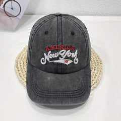 YORK Embroidery Baseball Cap Vintage Washed Distressed Cotton Dad Hat Unisex