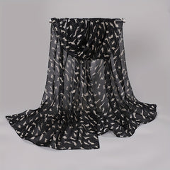 Cat Print Chiffon Scarf Solid Thin Breathable Shawl Hijab