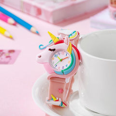 Pastel Rainbow Unicorn Watch for Girls, Silicone Strap, Analog, Quartz