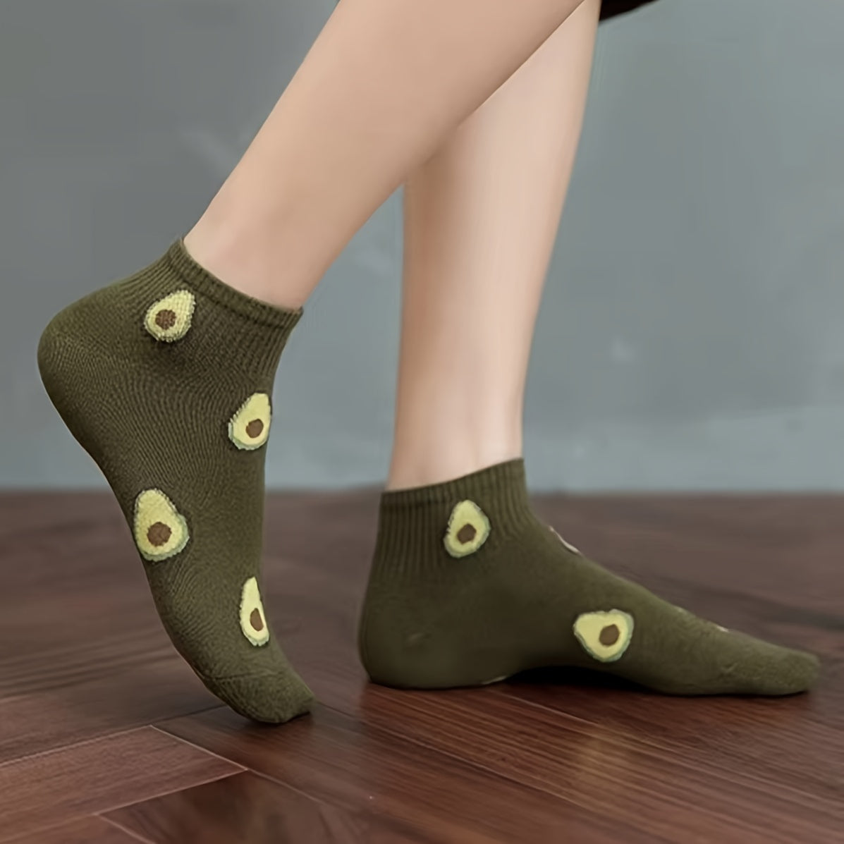 Men's Avocado Pattern Liner Anklet Socks x5