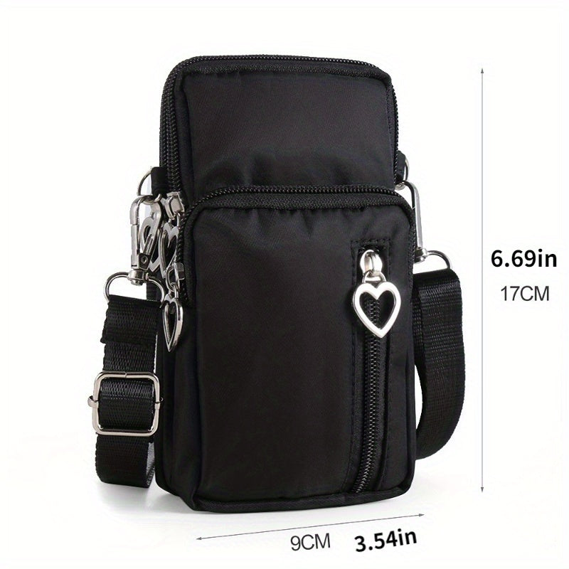Heart Zipper Ring Shoulder Bag Waterproof Layered Crossbody Bag